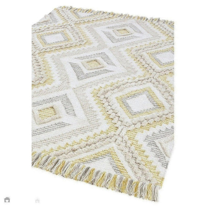 Carlton Boho Geometric Textured Hand-Woven Hi-Low Durable Stain-Resistant Weatherproof Flatweave In-Outdoor Mustard/Cream/Taupe/Grey Rug-Asiatic Carpets-Rug Love - The Most Loved Rug Store