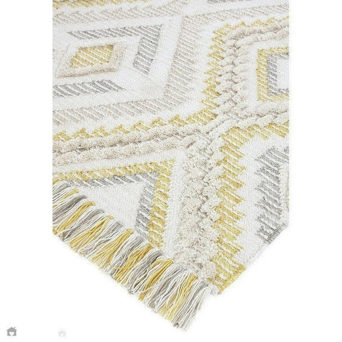 Carlton Boho Geometric Textured Hand-Woven Hi-Low Durable Stain-Resistant Weatherproof Flatweave In-Outdoor Mustard/Cream/Taupe/Grey Rug-Asiatic Carpets-Rug Love - The Most Loved Rug Store
