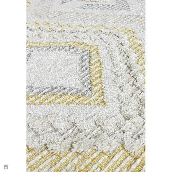 Carlton Boho Geometric Textured Hand-Woven Hi-Low Durable Stain-Resistant Weatherproof Flatweave In-Outdoor Mustard/Cream/Taupe/Grey Rug-Asiatic Carpets-Rug Love - The Most Loved Rug Store
