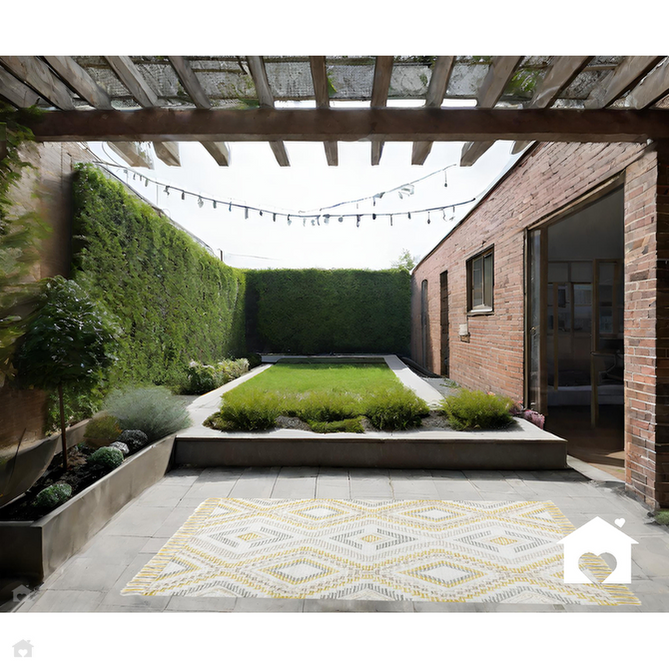 Carlton Boho Geometric Textured Hand-Woven Hi-Low Durable Stain-Resistant Weatherproof Flatweave In-Outdoor Mustard/Cream/Taupe/Grey Rug-Asiatic Carpets-Rug Love - The Most Loved Rug Store