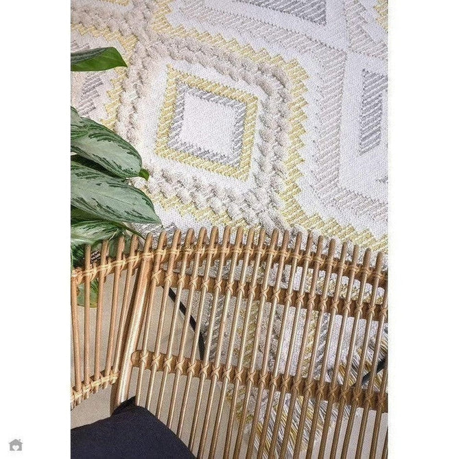 Carlton Boho Geometric Textured Hand-Woven Hi-Low Durable Stain-Resistant Weatherproof Flatweave In-Outdoor Mustard/Cream/Taupe/Grey Rug-Asiatic Carpets-Rug Love - The Most Loved Rug Store
