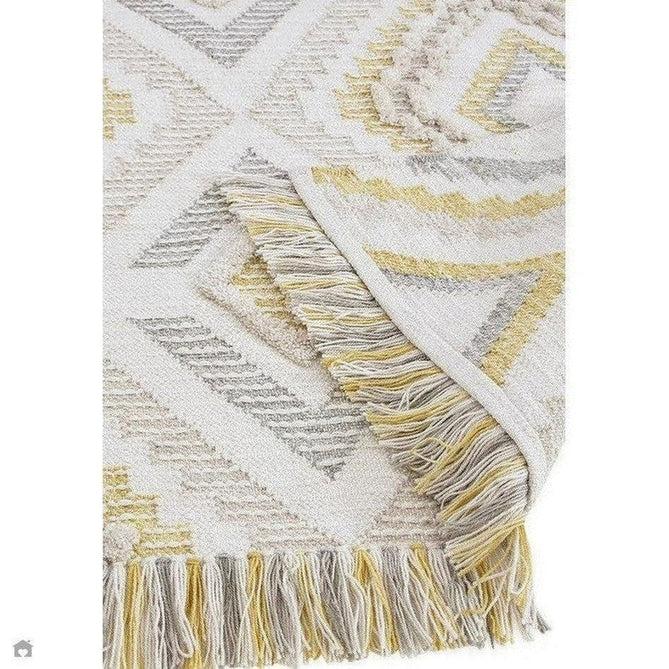 Carlton Boho Geometric Textured Hand-Woven Hi-Low Durable Stain-Resistant Weatherproof Flatweave In-Outdoor Mustard/Cream/Taupe/Grey Rug-Asiatic Carpets-Rug Love - The Most Loved Rug Store