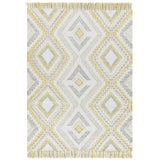 Carlton Boho Geometric Textured Hand-Woven Hi-Low Durable Stain-Resistant Weatherproof Flatweave In-Outdoor Mustard/Cream/Taupe/Grey Rug