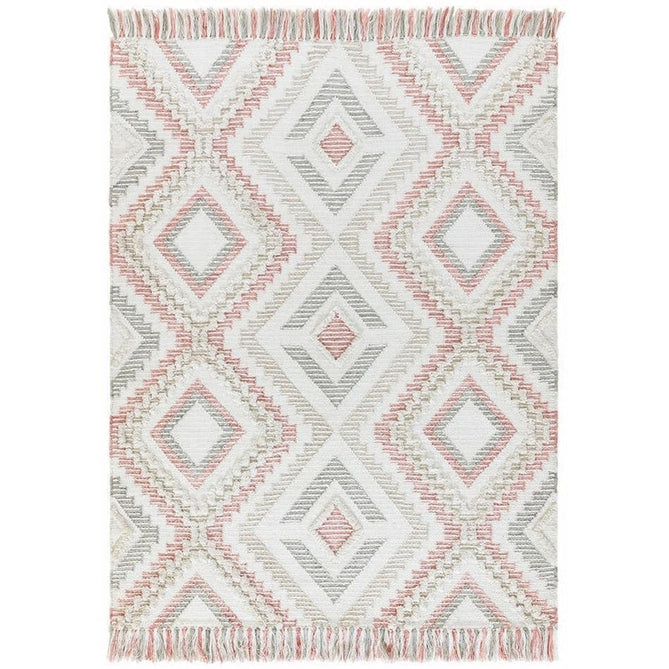Carlton Boho Geometric Textured Hand-Woven Hi-Low Durable Stain-Resistant Weatherproof Flatweave In-Outdoor Pink/Cream/Taupe/Grey Rug-Asiatic Carpets-Rug Love - The Most Loved Rug Store