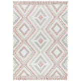 Carlton Boho Geometric Textured Hand-Woven Hi-Low Durable Stain-Resistant Weatherproof Flatweave In-Outdoor Pink/Cream/Taupe/Grey Rug