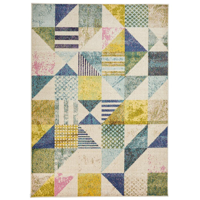 Carnaval CAR101 Modern Geometric Patches Durable Easy-Care Polypropylene Low Profile Short Pile Light Multicolour Rug-Concept Looms-Rug Love - The Most Loved Rug Store