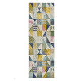 Carnaval CAR101 Modern Geometric Patches Durable Easy-Care Polypropylene Low Profile Short Pile Light Multicolour Runner