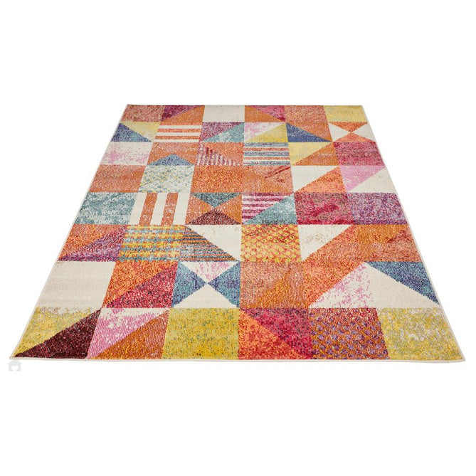 Carnaval CAR102 Modern Geometric Patches Durable Easy-Care Polypropylene Low Profile Short Pile Multicolour Runner-Concept Looms-Rug Love - The Most Loved Rug Store