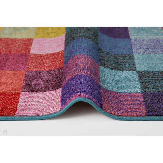 Carnaval CAR103 Modern Geometric Squares Durable Easy-Care Polypropylene Low Profile Short Pile Multicolour Runner-Concept Looms-Rug Love - The Most Loved Rug Store