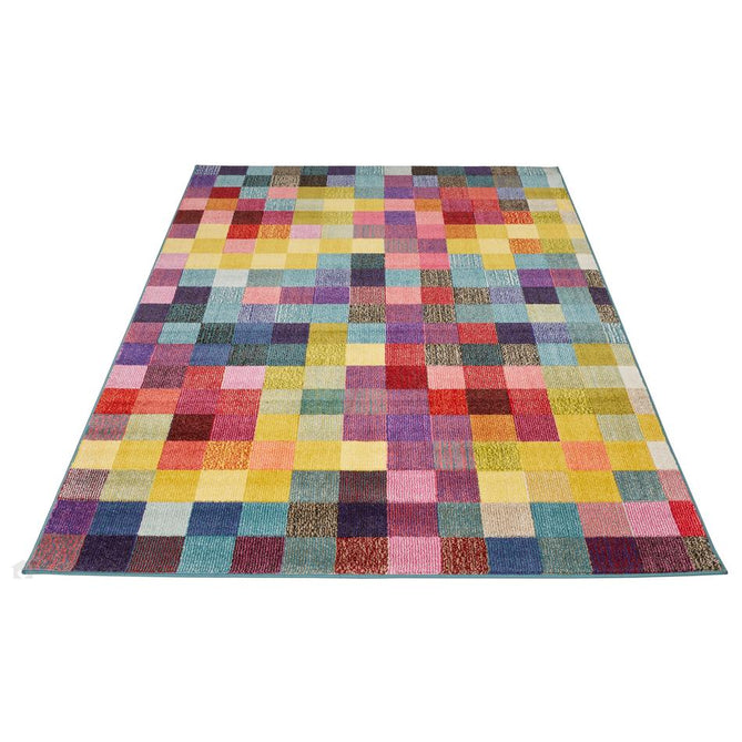 Carnaval CAR103 Modern Geometric Squares Durable Easy-Care Polypropylene Low Profile Short Pile Multicolour Runner-Concept Looms-Rug Love - The Most Loved Rug Store