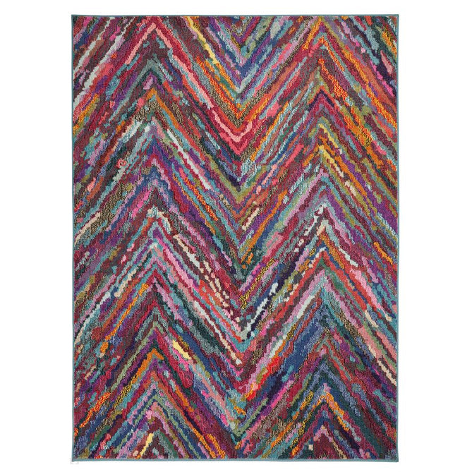 Carnaval CAR104 Modern Geometric Chevron Zig Zag Durable Easy-Care Polypropylene Low Profile Short Pile Multicolour Rug-Concept Looms-Rug Love - The Most Loved Rug Store