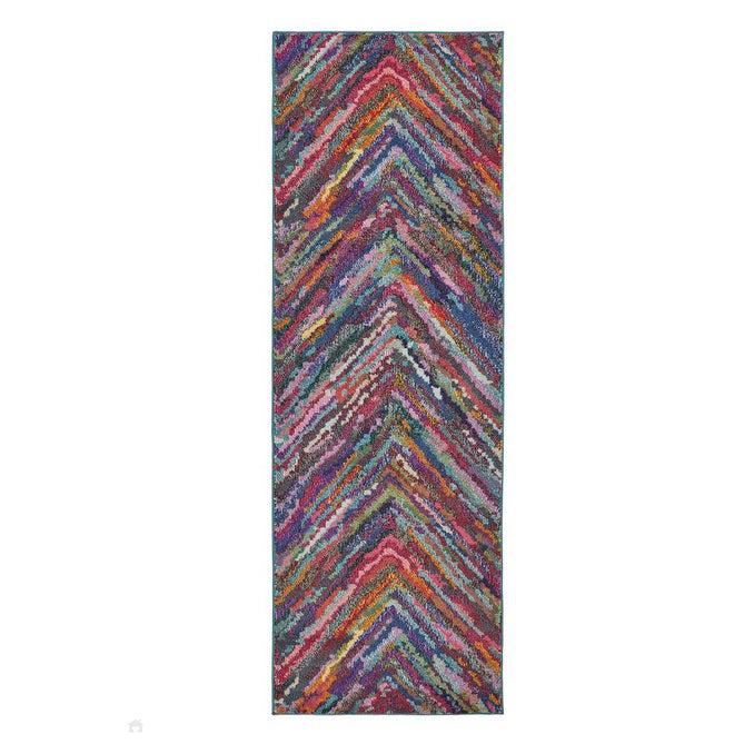 Carnaval CAR104 Modern Geometric Chevron Zig Zag Durable Easy-Care Polypropylene Low Profile Short Pile Multicolour Runner-Concept Looms-Rug Love - The Most Loved Rug Store
