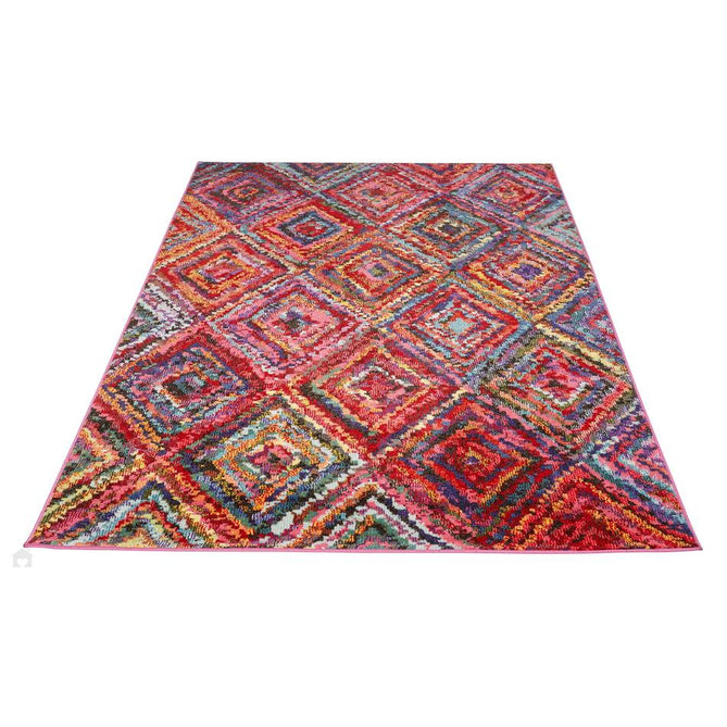 Carnaval CAR105 Modern Geometric Diamond Durable Easy-Care Polypropylene Low Profile Short Pile Multicolour Rug-Concept Looms-Rug Love - The Most Loved Rug Store