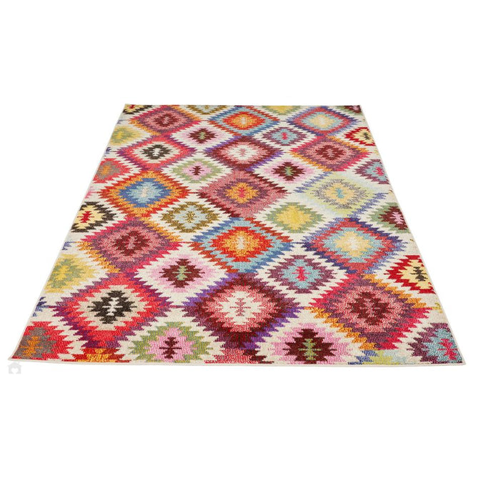 Carnaval CAR106 Modern Geometric Tribal Diamond Durable Easy-Care Polypropylene Low Profile Short Pile Multicolour Rug-Concept Looms-Rug Love - The Most Loved Rug Store