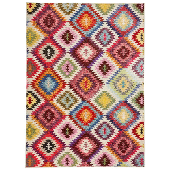 Carnaval CAR106 Modern Geometric Tribal Diamond Durable Easy-Care Polypropylene Low Profile Short Pile Multicolour Runner-Concept Looms-Rug Love - The Most Loved Rug Store