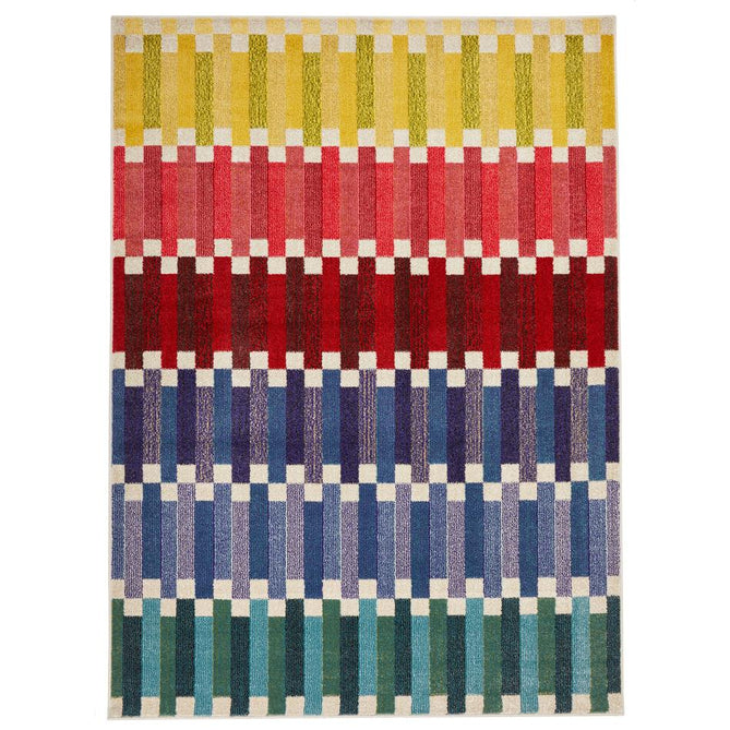 Carnaval CAR108 Modern Geometric Stacked Blocks Durable Easy-Care Polypropylene Low Profile Short Pile Multicolour Rug-Concept Looms-Rug Love - The Most Loved Rug Store