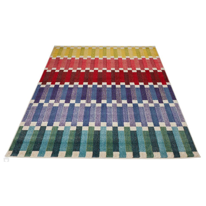 Carnaval CAR108 Modern Geometric Stacked Blocks Durable Easy-Care Polypropylene Low Profile Short Pile Multicolour Runner-Concept Looms-Rug Love - The Most Loved Rug Store