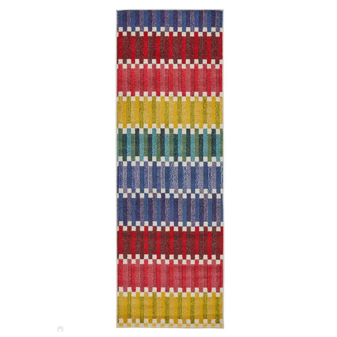 Carnaval CAR108 Modern Geometric Stacked Blocks Durable Easy-Care Polypropylene Low Profile Short Pile Multicolour Runner-Concept Looms-Rug Love - The Most Loved Rug Store