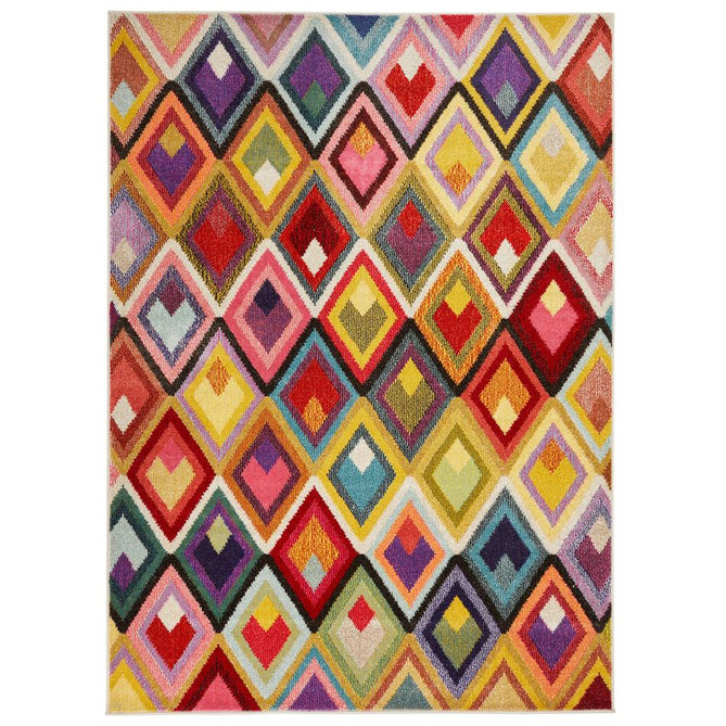 Carnaval CAR109 Modern Geometric Diamonds Durable Easy-Care Polypropylene Low Profile Short Pile Multicolour Rug-Concept Looms-Rug Love - The Most Loved Rug Store