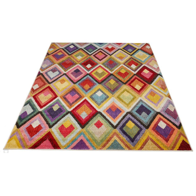 Carnaval CAR109 Modern Geometric Diamonds Durable Easy-Care Polypropylene Low Profile Short Pile Multicolour Runner-Concept Looms-Rug Love - The Most Loved Rug Store