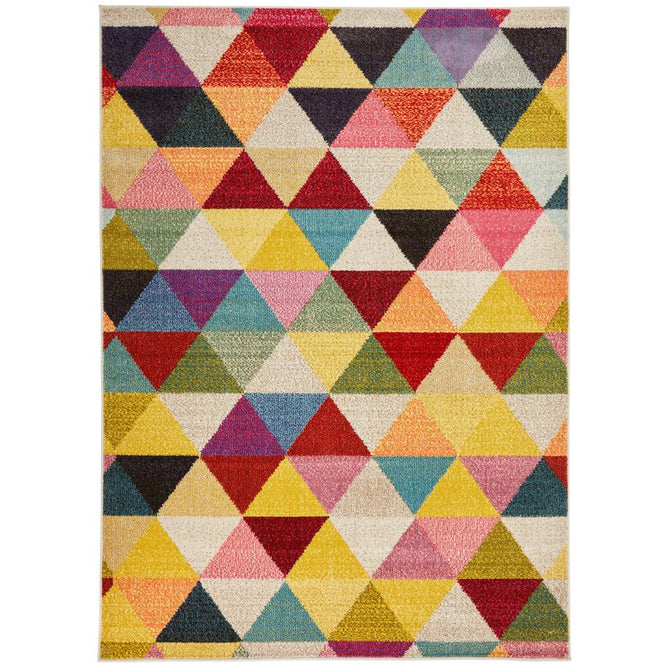 Carnaval CAR110 Modern Geometric Triangles Durable Easy-Care Polypropylene Low Profile Short Pile Multicolour Runner-Concept Looms-Rug Love - The Most Loved Rug Store
