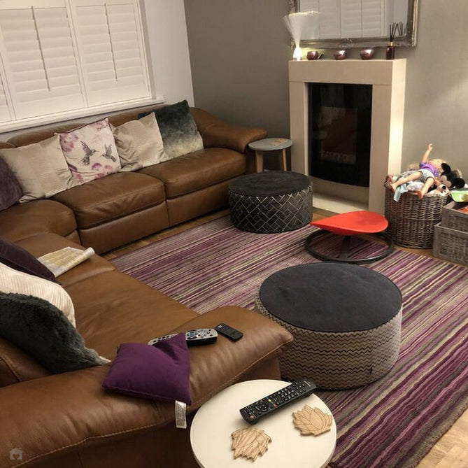 Carter Modern Stripe Hand Woven Wool Berry Purple/Grey/Beige Berry Rug-Melrose-Rug Love - The Most Loved Rug Store