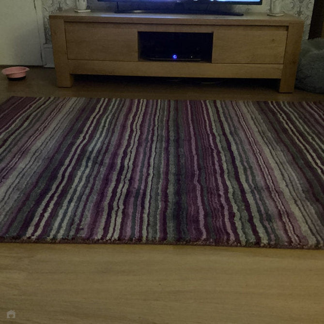 Carter Modern Stripe Hand Woven Wool Berry Purple/Grey/Beige Berry Rug-Melrose-Rug Love - The Most Loved Rug Store