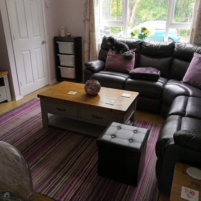 Carter Modern Stripe Hand Woven Wool Berry Purple/Grey/Beige Berry Rug-Melrose-Rug Love - The Most Loved Rug Store