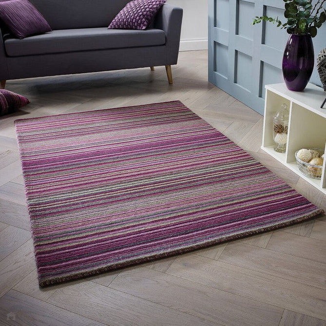 Carter Modern Stripe Hand Woven Wool Berry Purple/Grey/Beige Berry Rug-Melrose-Rug Love - The Most Loved Rug Store