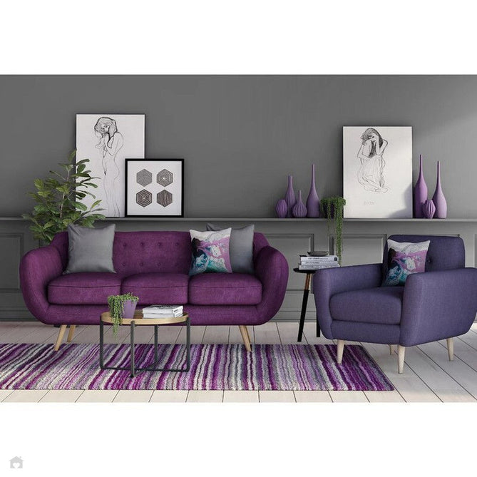 Carter Modern Stripe Hand Woven Wool Berry Purple/Grey/Beige Berry Rug-Melrose-Rug Love - The Most Loved Rug Store