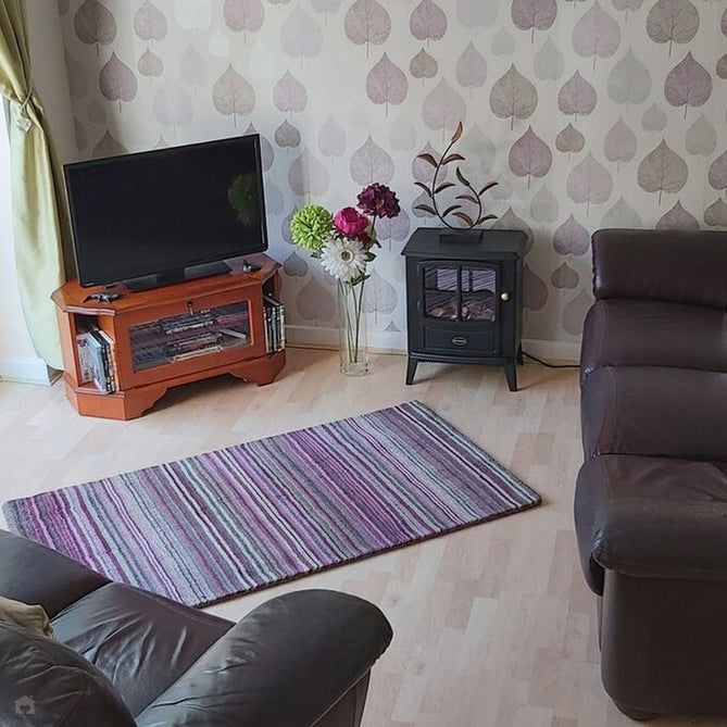 Carter Modern Stripe Hand Woven Wool Berry Purple/Grey/Beige Berry Rug-Melrose-Rug Love - The Most Loved Rug Store