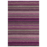 Carter Modern Stripe Hand Woven Wool Berry Purple/Grey/Beige Berry Rug