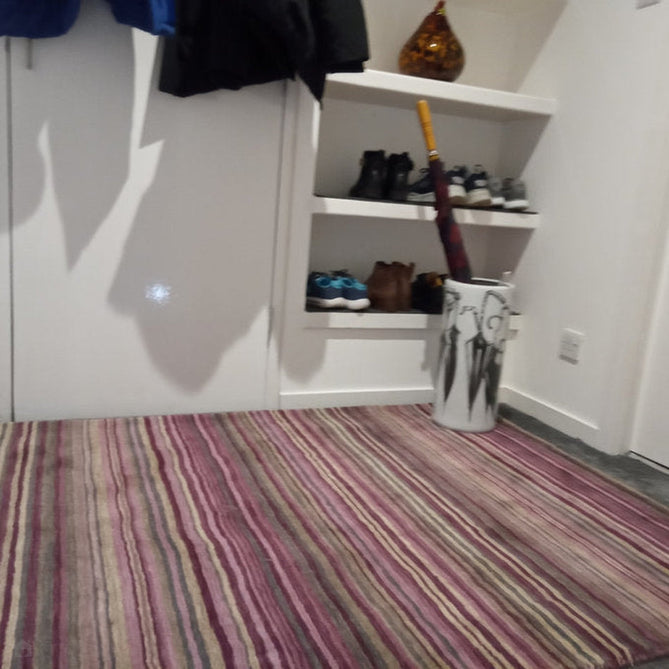 Carter Modern Stripe Hand Woven Wool Berry Purple/Grey/Beige Berry Runner-Melrose-Rug Love - The Most Loved Rug Store