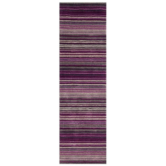 Carter Modern Stripe Hand Woven Wool Berry Purple/Grey/Beige Berry Runner-Oriental Weavers-Rug Love - The Most Loved Rug Store