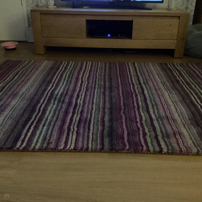 Carter Modern Stripe Hand Woven Wool Berry Purple/Grey/Beige Berry Runner-Oriental Weavers-Rug Love - The Most Loved Rug Store