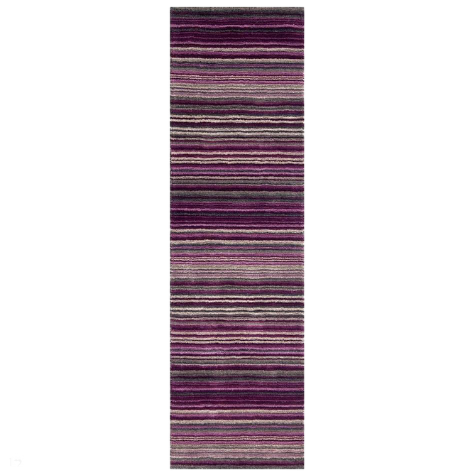 Carter Modern Stripe Hand Woven Wool Berry Purple/Grey/Beige Berry Runner-Oriental Weavers-Rug Love - The Most Loved Rug Store