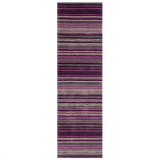 Carter Modern Stripe Hand Woven Wool Berry Purple/Grey/Beige Berry Runner