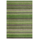Carter Modern Stripe Hand Woven Wool Green/Grey/Beige Rug