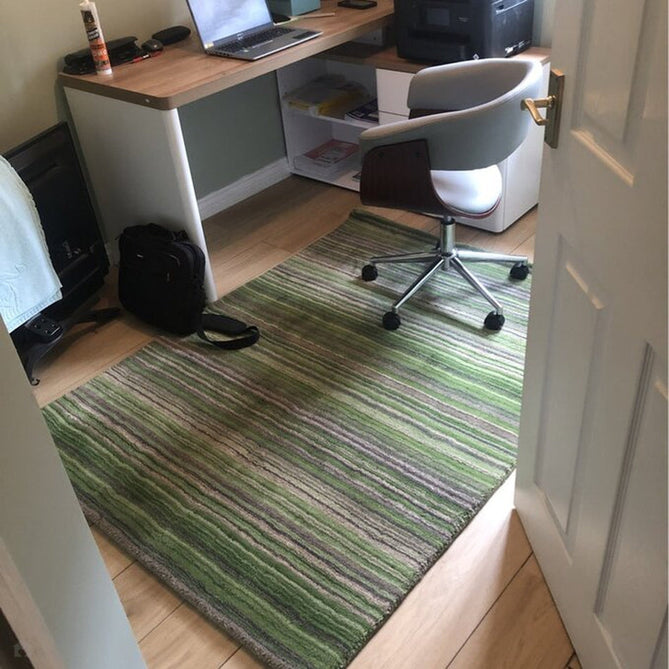 Carter Modern Stripe Hand Woven Wool Green/Grey/Beige Runner-Oriental Weavers-Rug Love - The Most Loved Rug Store