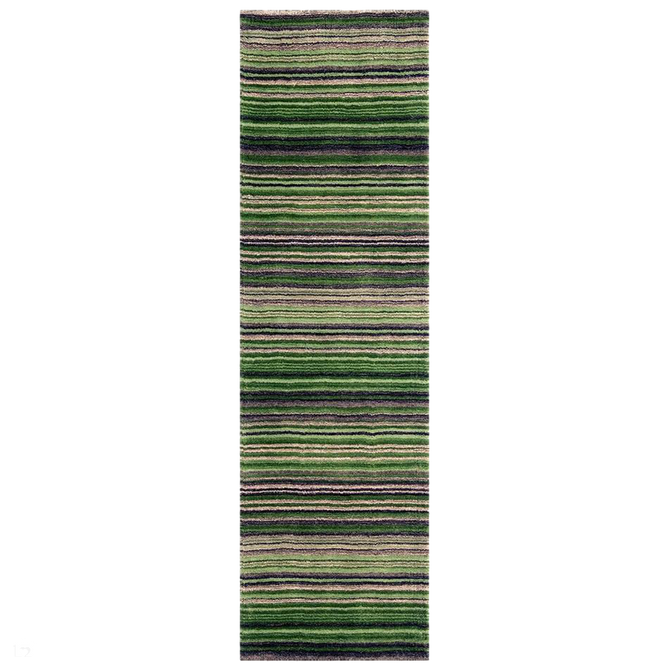 Carter Modern Stripe Hand Woven Wool Green/Grey/Beige Runner-Oriental Weavers-Rug Love - The Most Loved Rug Store