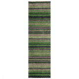 Carter Modern Stripe Hand Woven Wool Green/Grey/Beige Runner