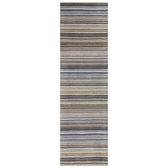 Carter Modern Stripe Hand Woven Wool Grey/Natural Runner-Melrose-Rug Love - The Most Loved Rug Store