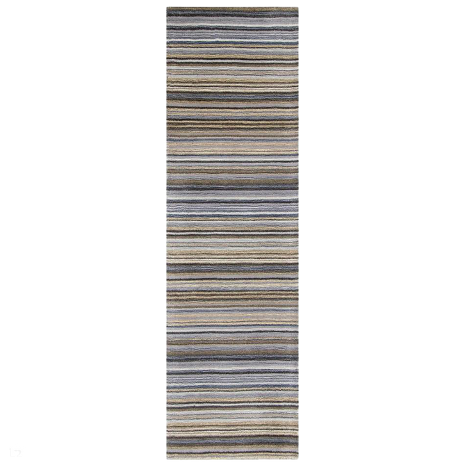Carter Modern Stripe Hand Woven Wool Grey/Natural Runner-Melrose-Rug Love - The Most Loved Rug Store