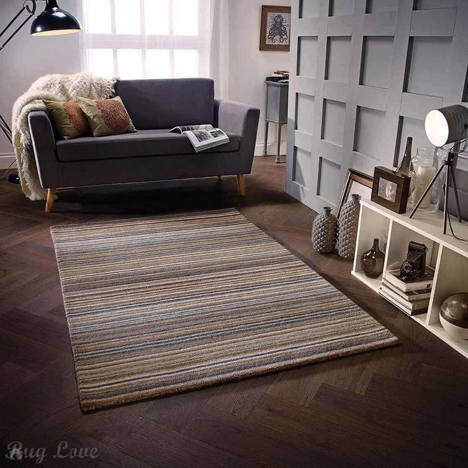 Carter Modern Stripe Hand Woven Wool Natural/Brown/Grey Rug-Melrose-Rug Love - The Most Loved Rug Store