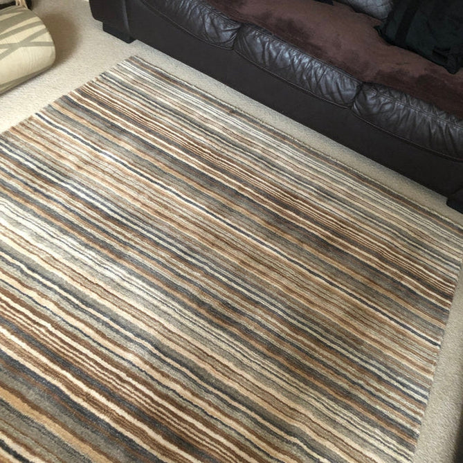 Carter Modern Stripe Hand Woven Wool Natural/Brown/Grey Runner-Oriental Weavers-Rug Love - The Most Loved Rug Store