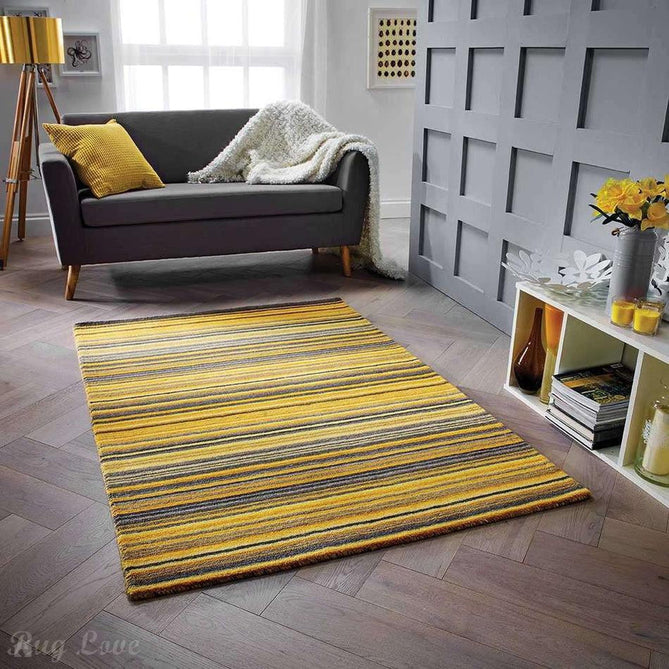 Carter Modern Stripe Hand Woven Wool Ochre Yellow/Grey/Beige Rug-Melrose-Rug Love - The Most Loved Rug Store