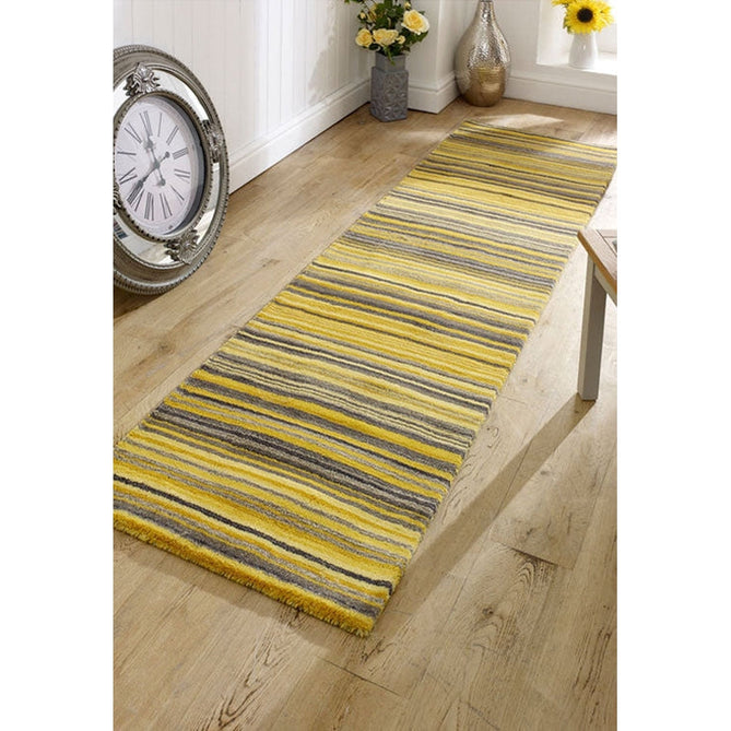 Carter Modern Stripe Hand Woven Wool Ochre Yellow/Grey/Beige Runner-Oriental Weavers-Rug Love - The Most Loved Rug Store