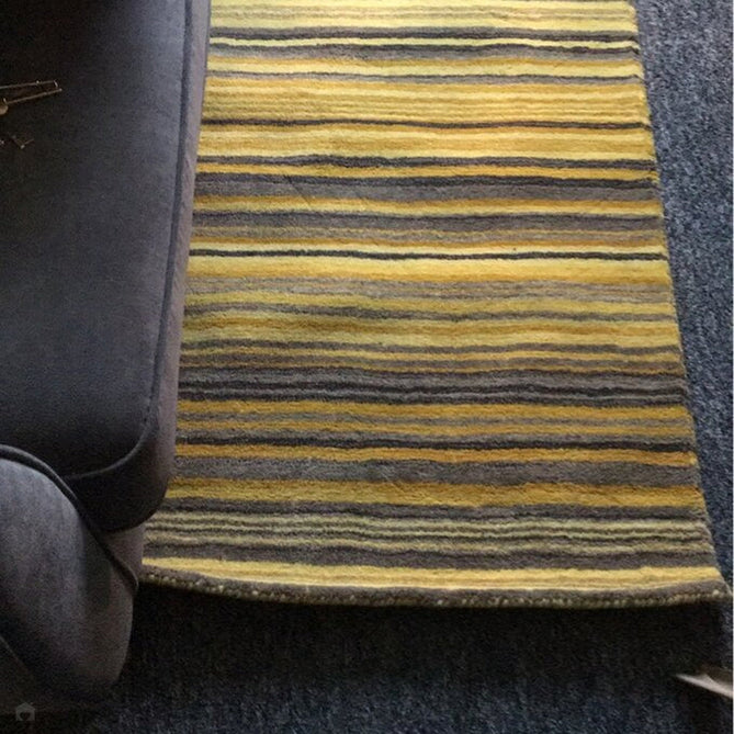 Carter Modern Stripe Hand Woven Wool Ochre Yellow/Grey/Beige Runner-Oriental Weavers-Rug Love - The Most Loved Rug Store