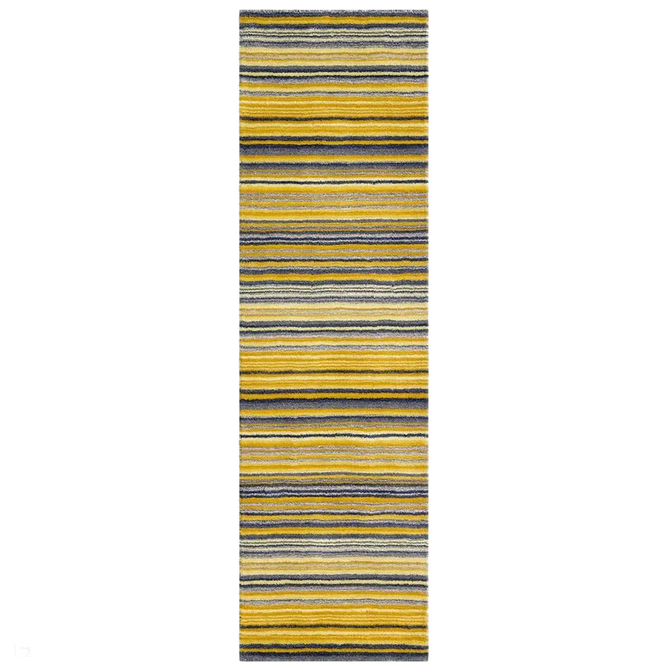 Carter Modern Stripe Hand Woven Wool Ochre Yellow/Grey/Beige Runner-Oriental Weavers-Rug Love - The Most Loved Rug Store