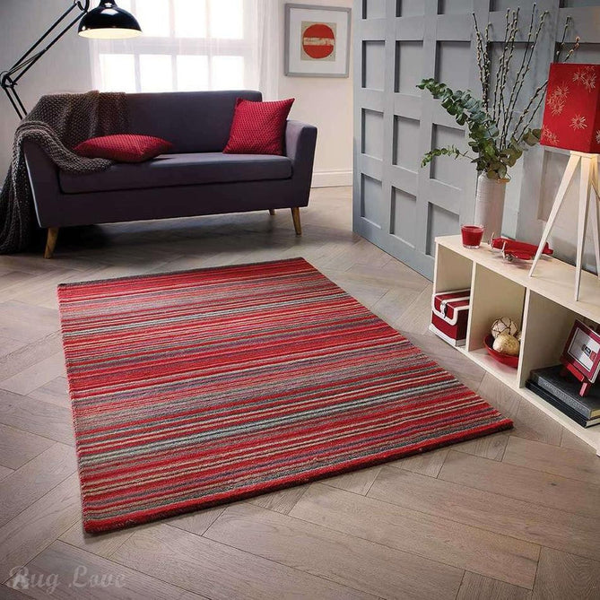 Carter Modern Stripe Hand Woven Wool Red/Grey/Beige Rug-Melrose-Rug Love - The Most Loved Rug Store